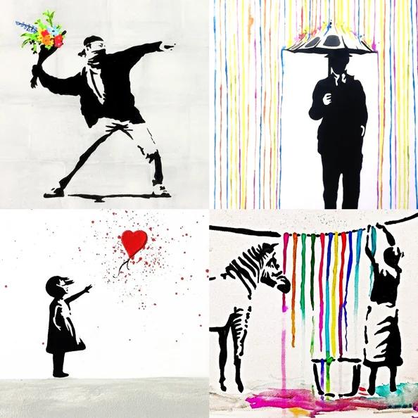 Beliebte Motive Banksy: Street-Art-Kollektion