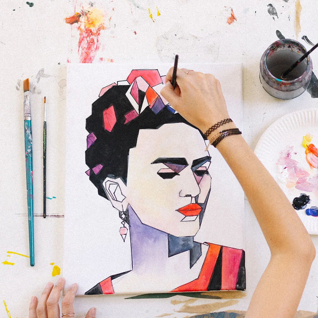 Male wie Frida bei einer ArtNight in deiner Nähe Geometrische Frida